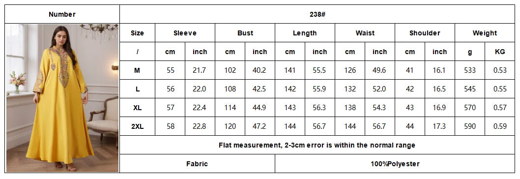 Dubai 2025 Hot Sell Moroccan Islam Women Style Yellow Abaya Intricate Hand Embroidered Patterns for Arabian Cultural Gatherings
