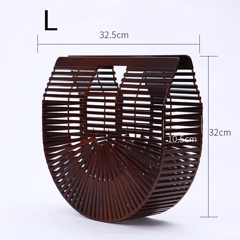 Fashion Straw Bag Bamboo Semi-circular Handbags High quality Hand woven Women Bags Bohemia Summer Ladies Beach Bag Bamboo Bags