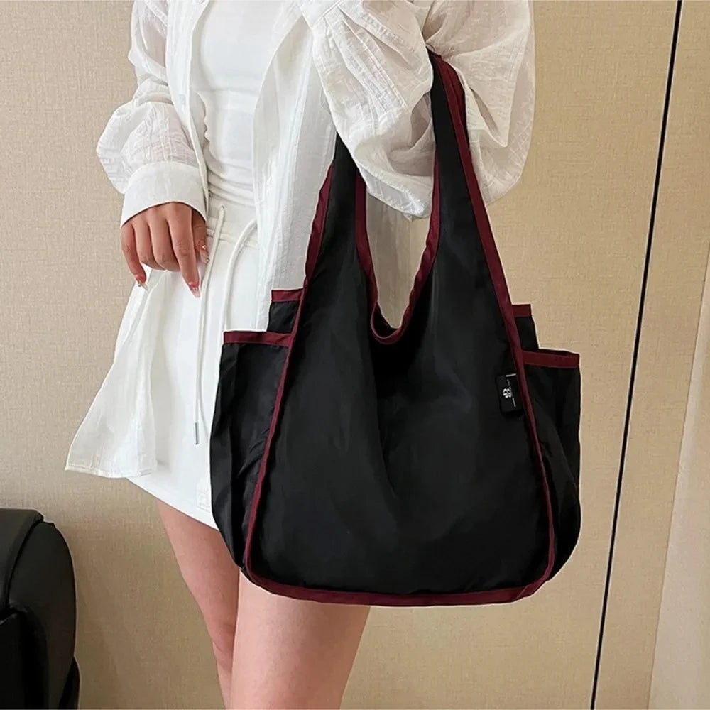 Large Capacity Lady Tote Bag Foldable Thickening Shopping Bag Lightweight Handbag Double-layer Shoulder Bag for Women