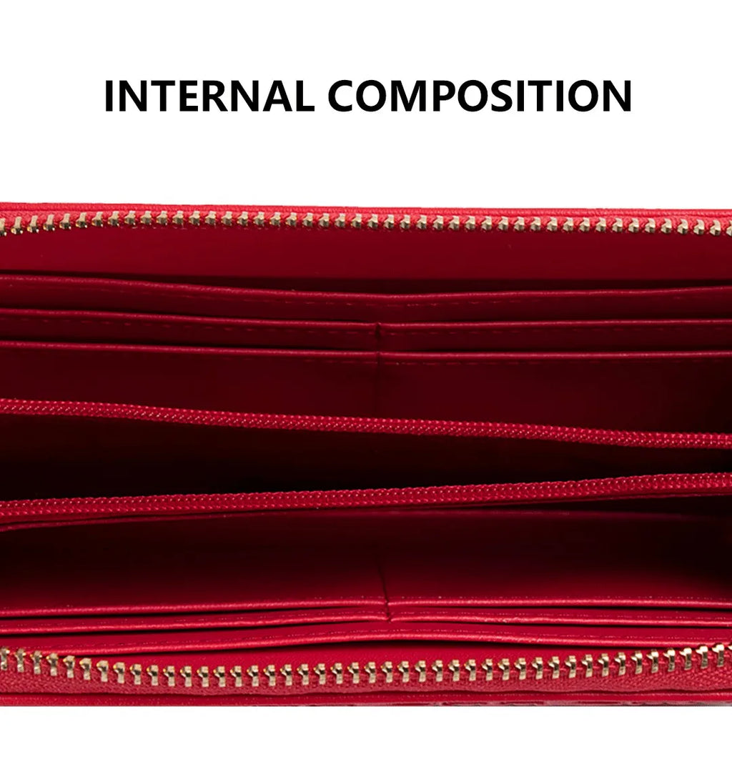 CH Women's Solid Colour Long Wallet Niche Design Fashion Simple Large Capacity Bag Luxury Temperament Vintage Classic Wallet