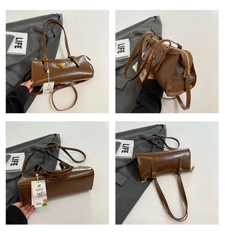 Luxury Brand Leather Messenger Bag, Women's Crossbody Bag For Ladies, Elegant Tote Bags With Famous Designer Popular Style