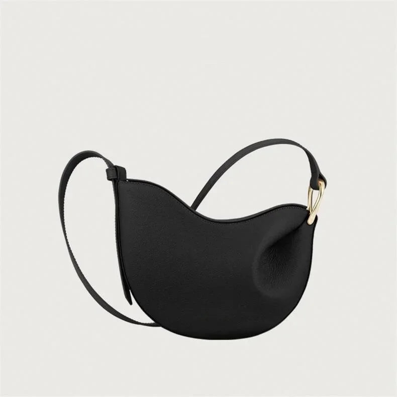 2025 New Pea-shaped Tote Bag Soft Leather Premium Commuter Bag Shoulder & Handheld Dual Use Minimalist Pleated Design Bag