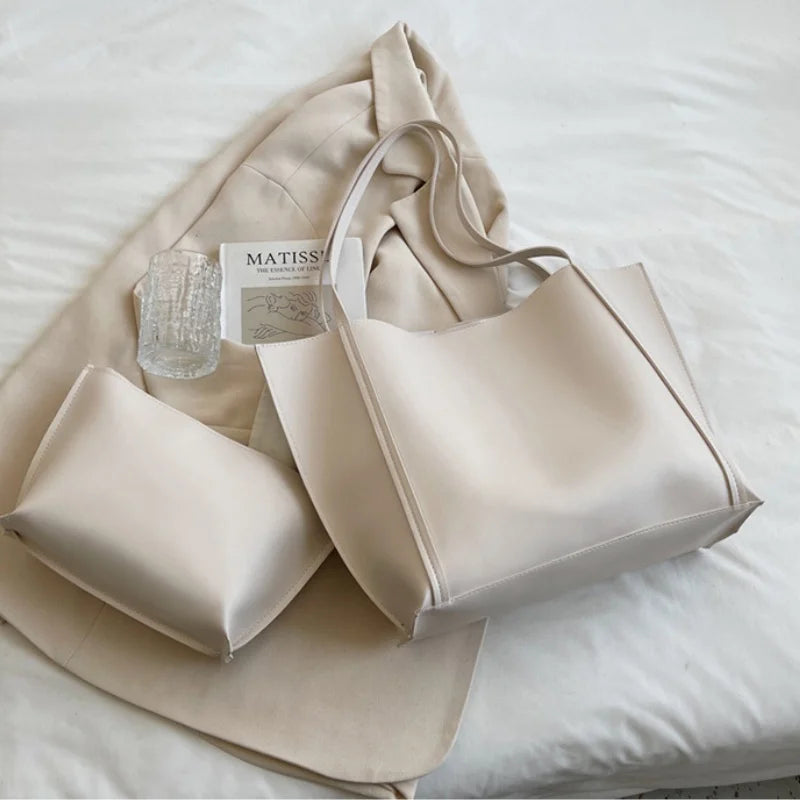 Large Capacity Shoulder Bag Trendy Pu Leather Tote Bags Solid Color Ladies Handbag Women's Fashion Underarm bags