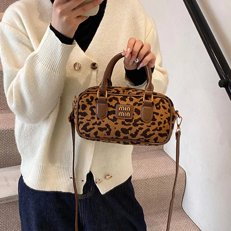 Luxury Brand Women Bag 2024 Winter Handbag Phone Purse Fashion Hobo Bag Satchel Retro Leopard Print Lady Shoulder Crossbody Bags
