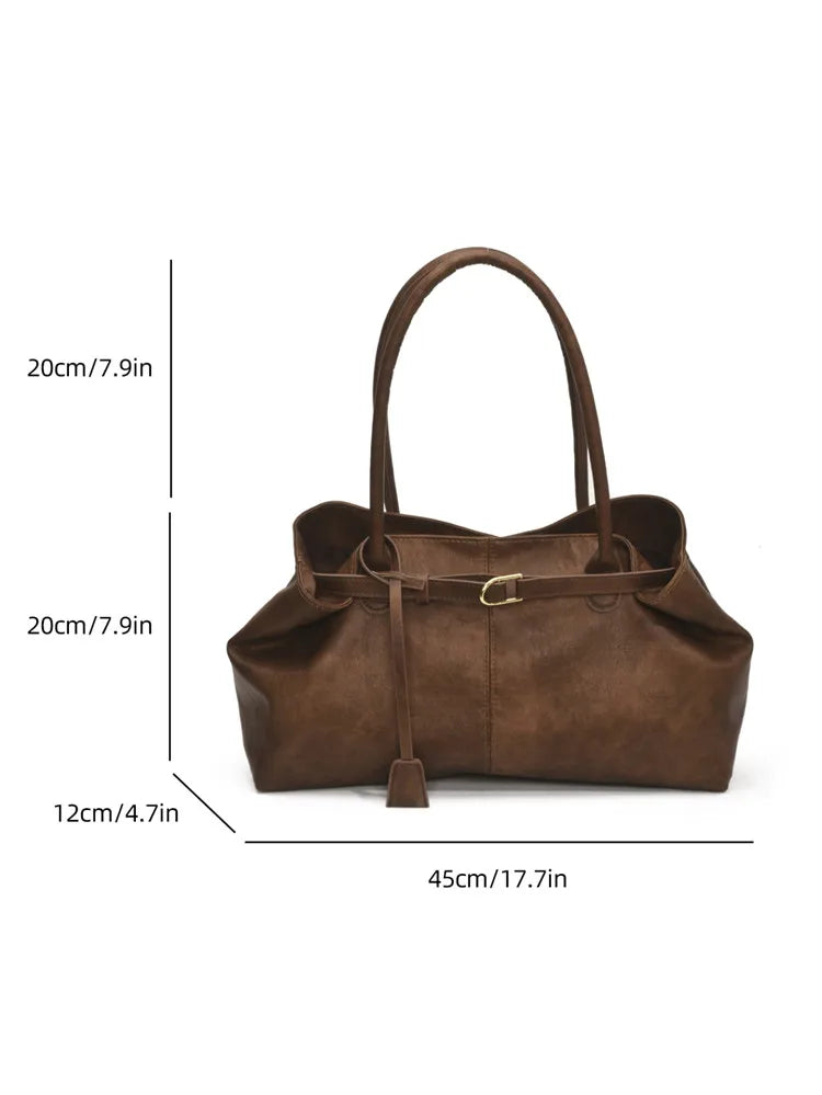Women's Tote Bag, Large Capacity Soft Leather Shoulder Bag, Retro Casual Handbag, Perfect for Commuting Handbags Travel Bag