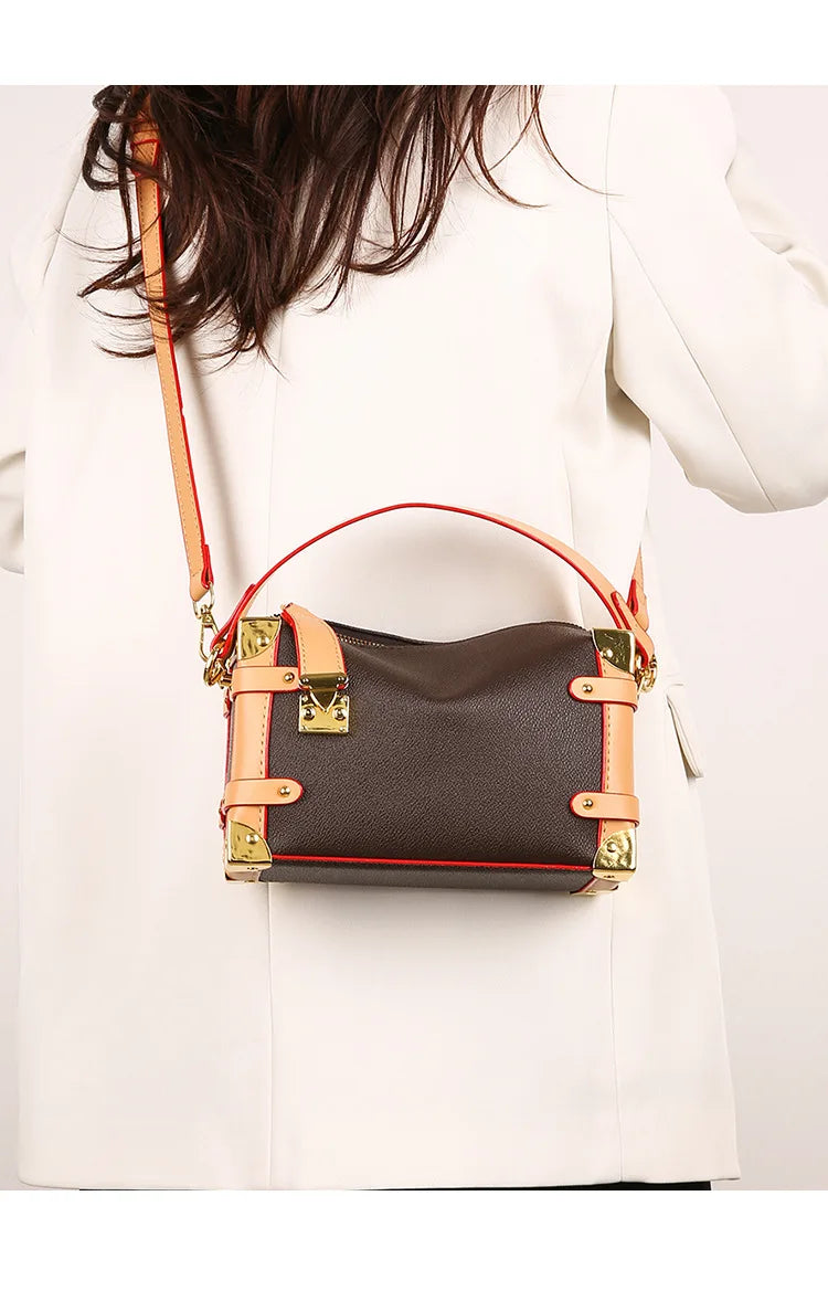 French Luxury Box Bag Mini Square Purse, Multi-Way Shoulder/Crossbody, High-End PU Leather, Compact & Stylish, Elegant Work Bag