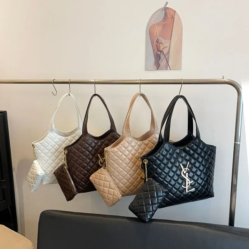 2025 New Women's Tote Bag Diamond Quilted Mother Daughter Purse, Retro Handheld Shoulder Bag, Spacious & Stylish, Casual/Office