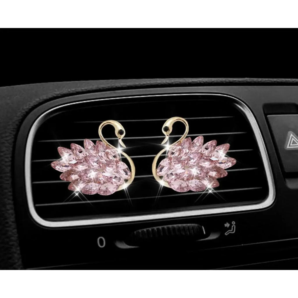 1 Pair Cute Car Diffuser Vent Clip Automotive Swan Vent Clip Air Freshener With Rhinestones Vehicle Aromatherapy