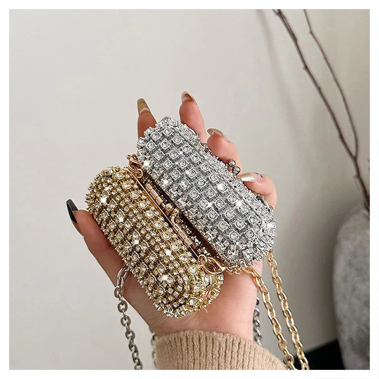 Mini Evening Bags for Women 2025 New Fashion Diamonds Shoulder Bag Ladies Luxury Cute Chain Party Lipstick Crossbody Bag Woman