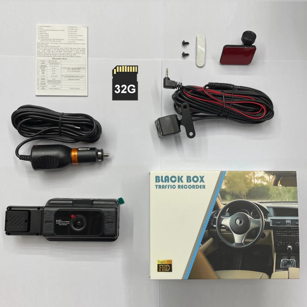 Dash Cam HD 1080P for Car DVR 3CH 360 Camera 24H Parking Monitor & GPS Night Vision Auto Video Recorder 128Gmax Vehicle DVR