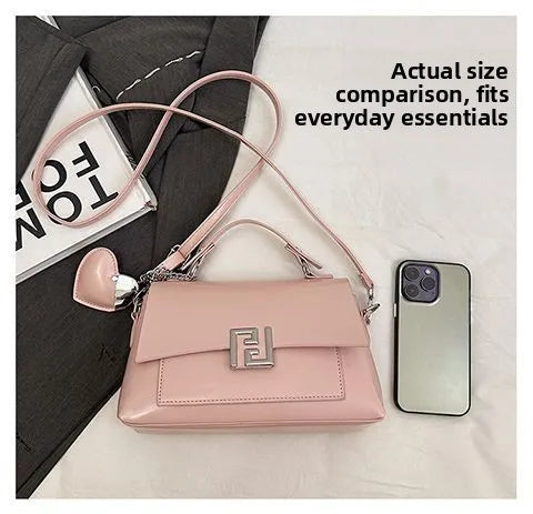 New Women's Handbag Mini Square Bag Commuter Single Shoulder Pink Polyester Casual Style Fashion Element Sewing Line