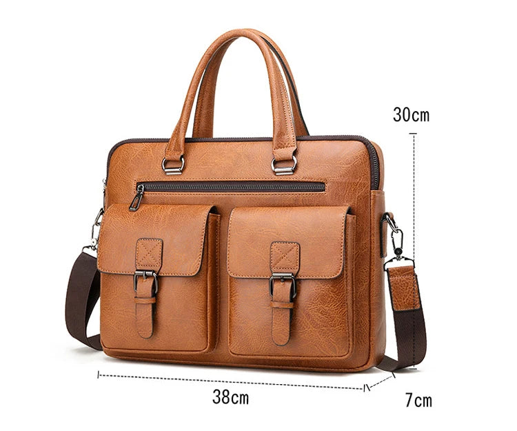 Luxury Brand Man Business Briefcase Bag PU Leather Messenger Shoulder Bag Men Office Lunch Bags For Laptop A4 File Male Handbags