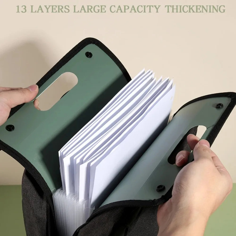 Briefcases A4 Vertical Folder PP Material Portable 13 Pocket File Folders Durable Organ Bag A4 File Storage Bag Office