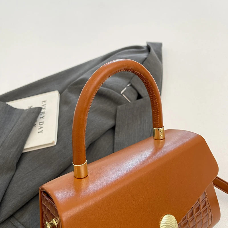 Luxury Black Handbag Classic Women Bag 2024 New Designer Shoulder Bag High Quality Solid Pu Leather Crossbody Small Square Bag