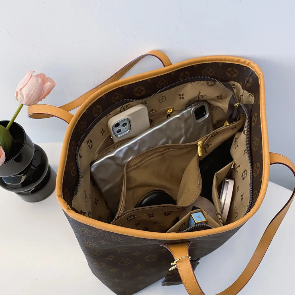 Luxury High Capacity Tote Bags for Women 2024 High Quality Soft Leather Shoulder Bag Designer Female Casual Shopping Handbag Sac