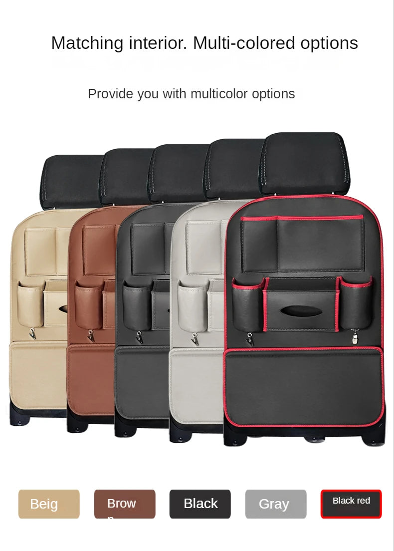 Leather Car Backseat Organizer Rear Row Children's Seat Back Hanging Storage Bag Shelf Garbage Can Trash Tissue Bottle Organiser