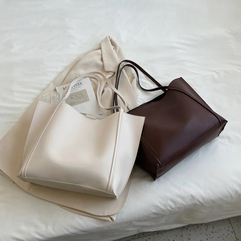 Large Capacity Shoulder Bag Trendy Pu Leather Tote Bags Solid Color Ladies Handbag Women's Fashion Underarm bags