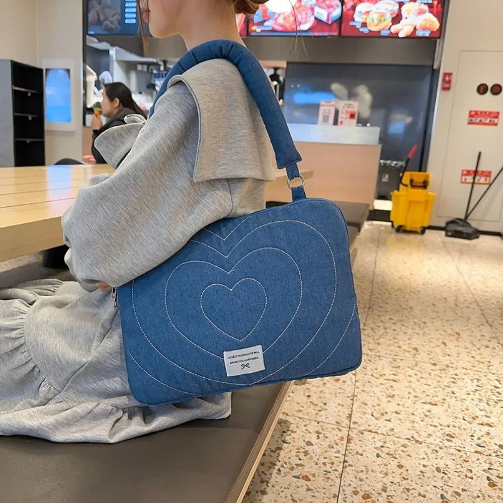 Portable Fashion Computer Bag 14 Inches Shockproof Laptop Bag Soft Bowknot Embroidered Tablet Carring Case Daily Commute