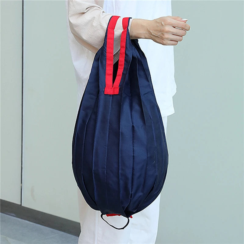 Nylon Reusable Shopping Bags Large Portable Eco-Friendly Foldable Shoulder Bag Handbag Pocket Totes Bag Folding Grocery Pouches