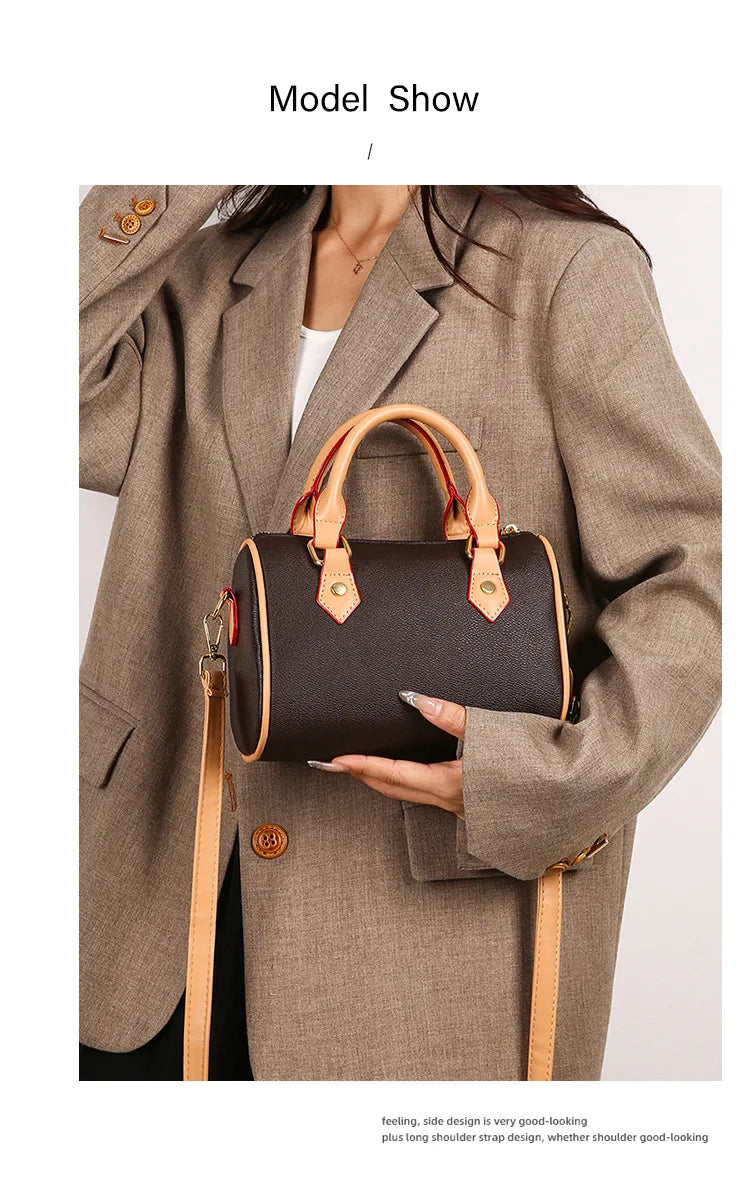 Luxury PU Women's Shoulder Bag - Pillow Boston Bag, Adjustable Crossbody/Handheld/Underarm, Spacious Multi-Way Purse