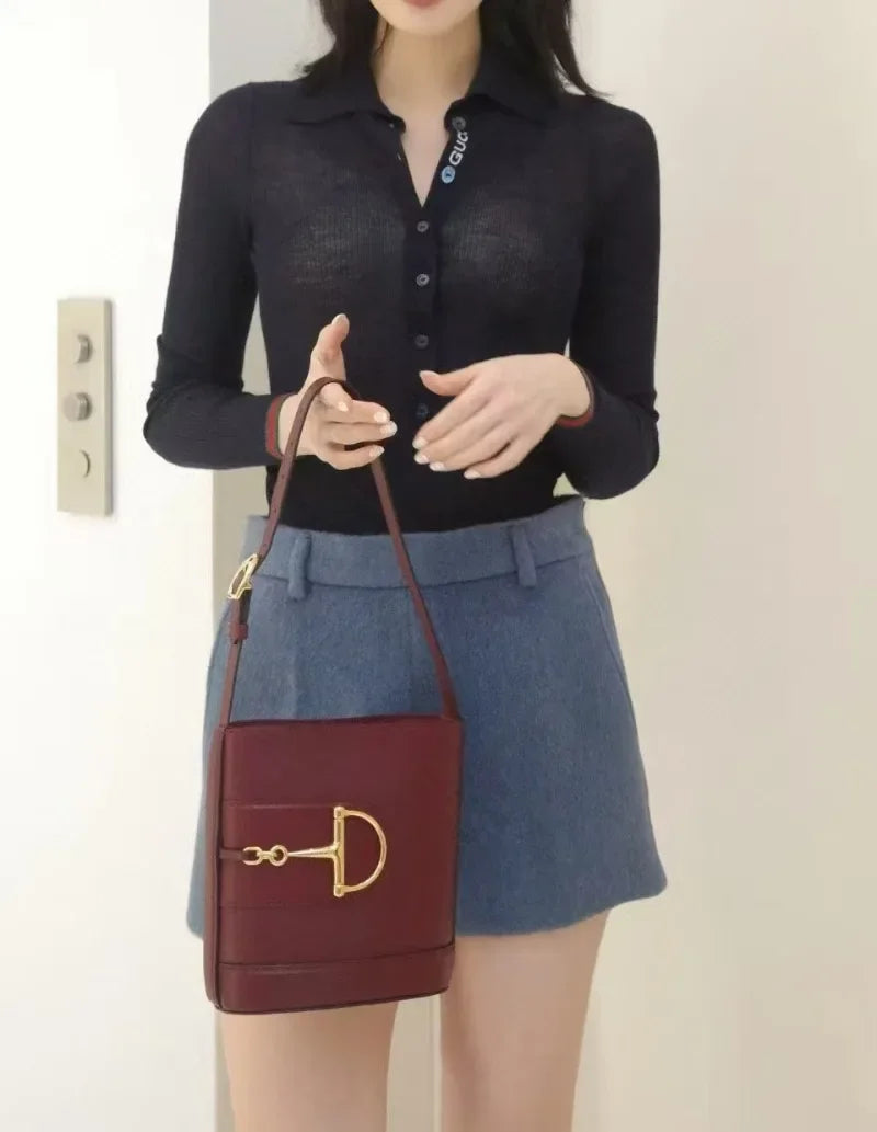 Luxury Crossbody Handbag For Women Paris Fashion Elegant Leather Classic Large Capacity Tote Bag Solid Color Designer