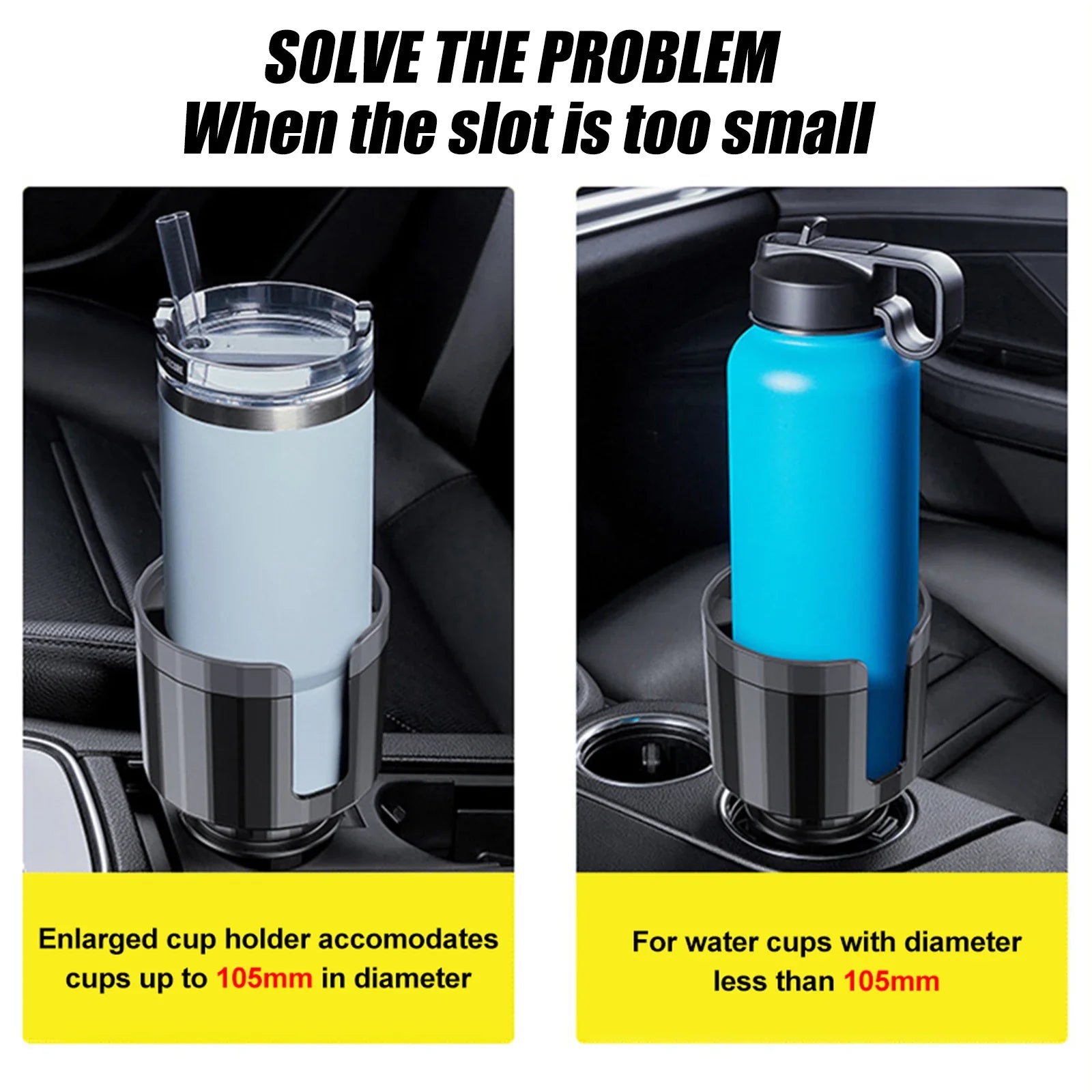 Large Car Cup Holder Expander With Adjustable Base Cup Holder Adapter Multipurpose Car Bottle Cups Organizer Storage Accessories