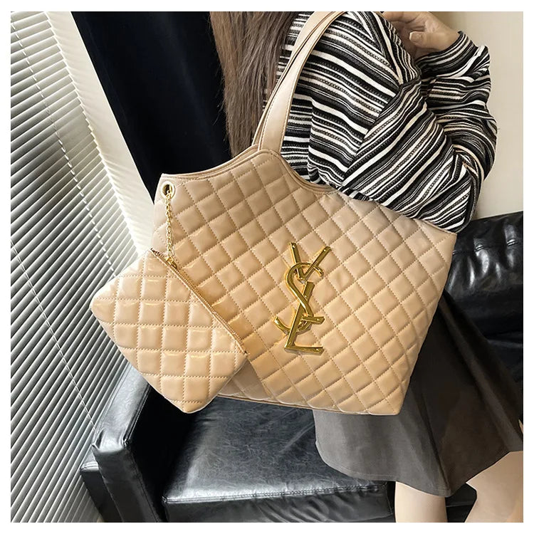 2025 New Women's Tote Bag Diamond Quilted Mother Daughter Purse, Retro Handheld Shoulder Bag, Spacious & Stylish, Casual/Office