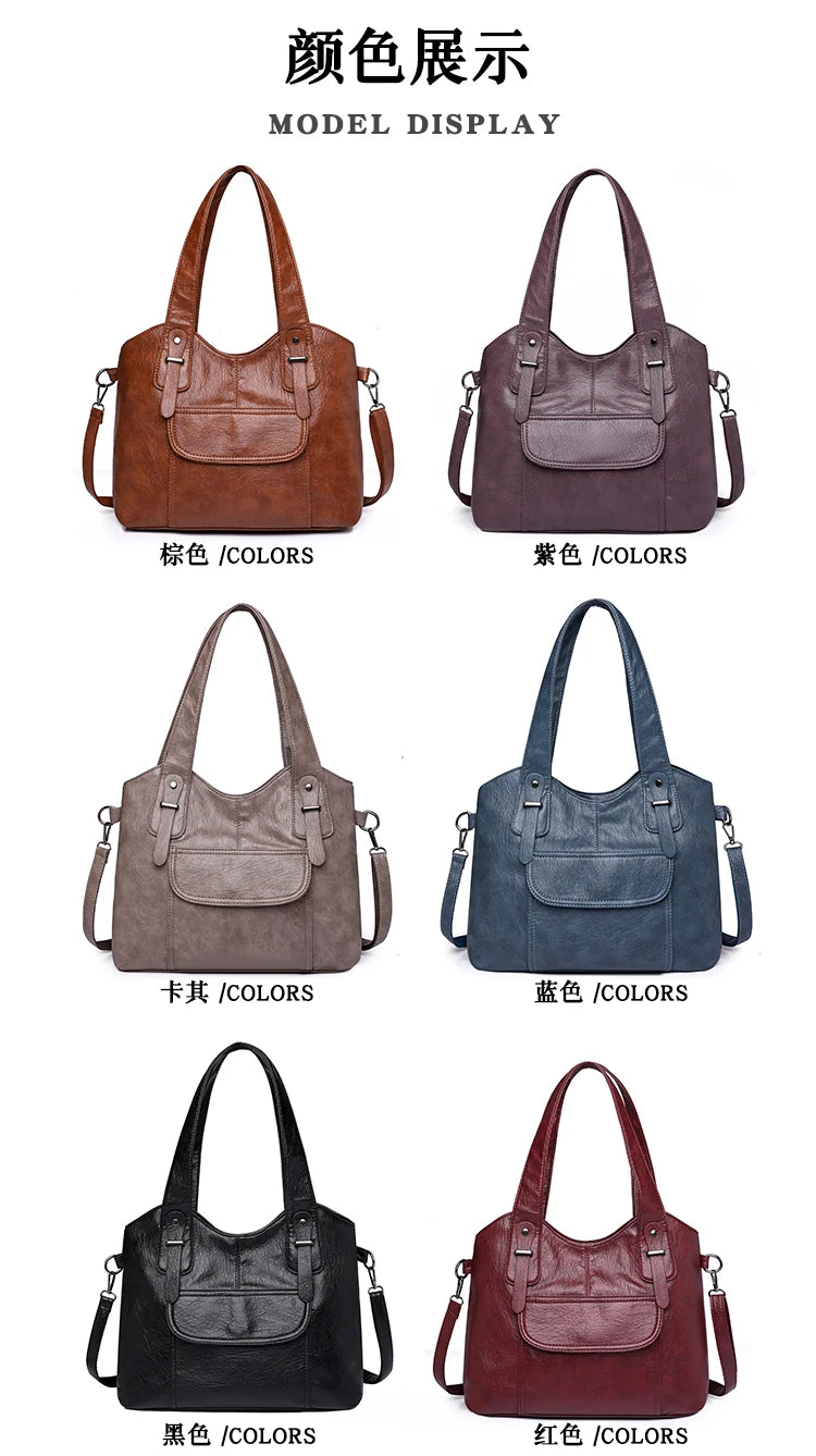 Luxury Soft Leather Handbags Designer Retro Crossbody Bags for Women 2023 New Large Capacity Ladies Shoulder Messenger Bag