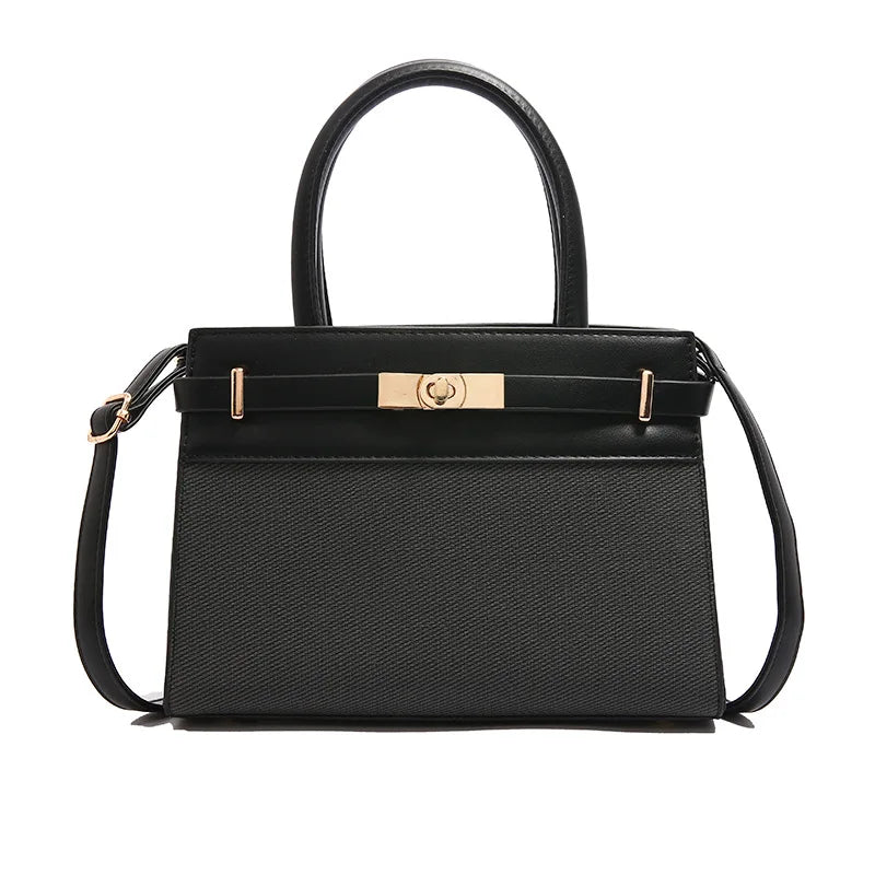 2025 Trapezoid Profile Purse | Twist-Lock Flap Shoulder Bag | Convertible Carry Crossbody with Top Handle