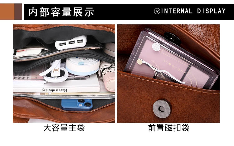 Luxury Soft Leather Handbags Designer Retro Crossbody Bags for Women 2023 New Large Capacity Ladies Shoulder Messenger Bag