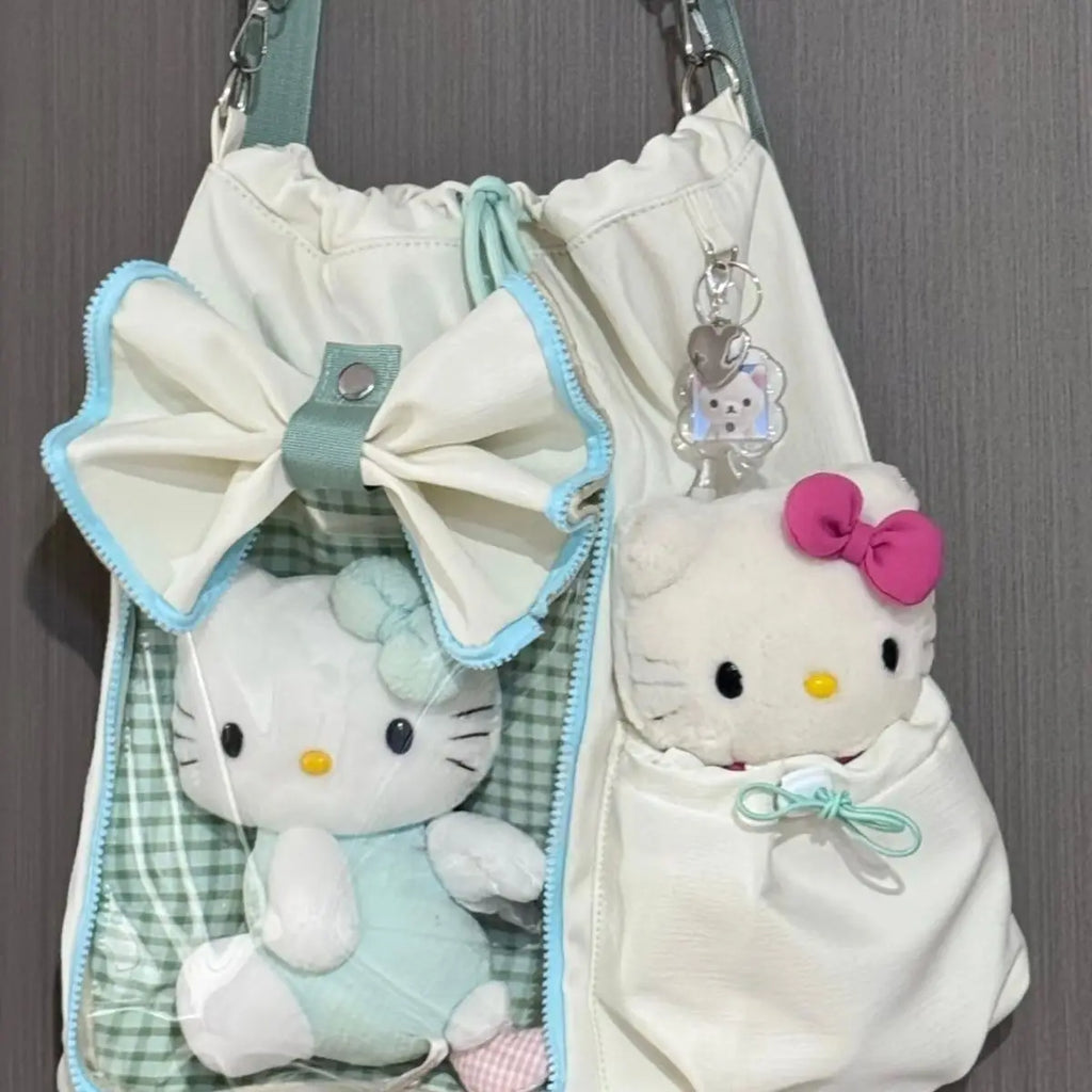 Drawstring Doll Bag Itabag 20cm Cotton Doll Wide Shoulder Strap Large Capacity Backpack Crossbody Bag Cute College Backpack