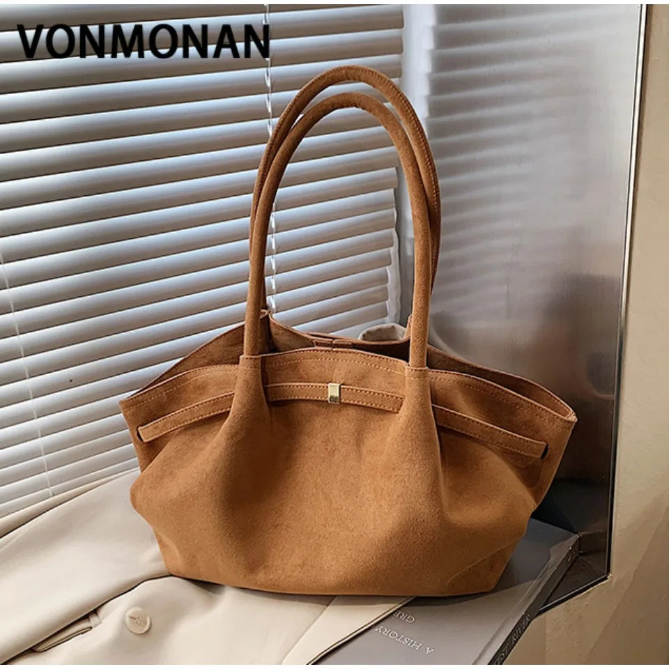 Large Nubuck Leather Tote Bags Ladies Shoulder Bag for Women Autumn Winter New Korean Fashion Y2K Retro Handbags and Purses