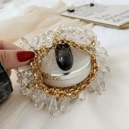 Evening Clutch Bags 2020 New Beaded Small Purses Women's Wallet Trendy Texture Transparent One-shoulder Messenger Bag Handmade