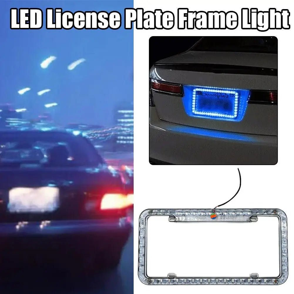 LED License Plate Frame Light 12V Car Rear License Plate Frame LED Lights With Multiple Light Modes Auto Accessries