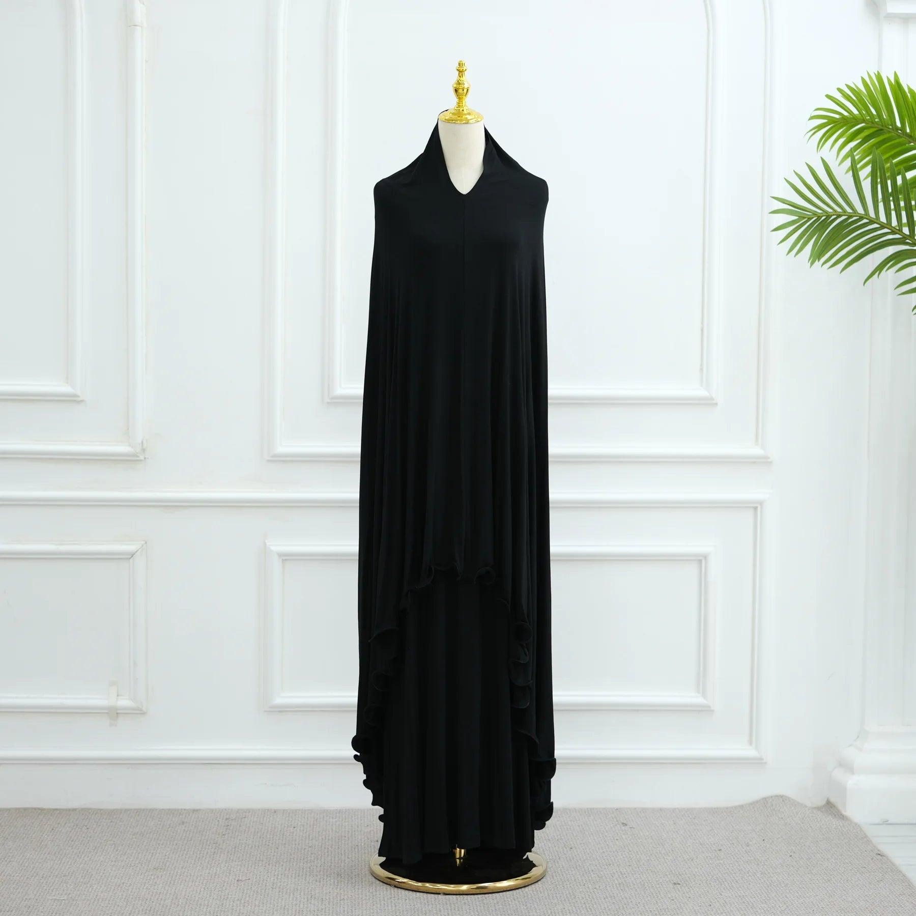 Two Piece Arabic Muslim Women Set Elegant Dubai Hijab Abaya Eid Middle East Prayer Clothes Islamic Khimar Outfit Moroccam Kaftan