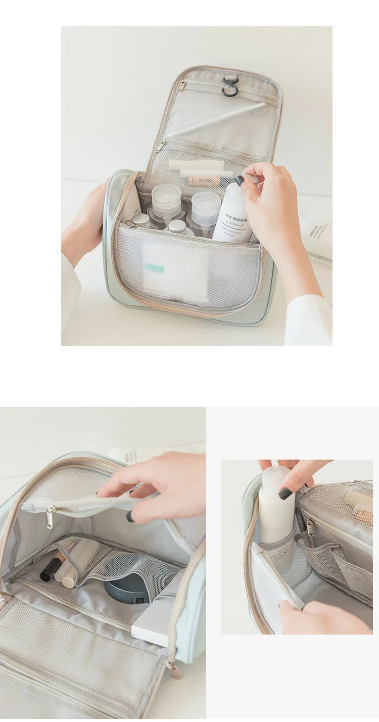 Fully Expanded Cosmetic Bag Makeup Pouch Make Up Box Toiletry Bag For Women Travel Essentials Storage Organizer Necessaire Bag