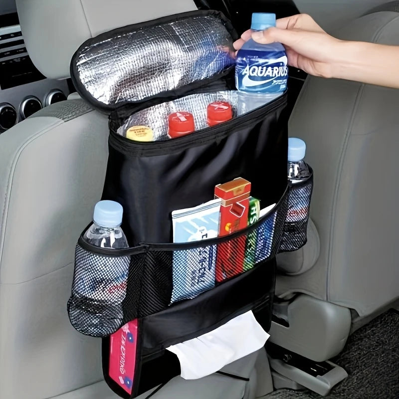 Car Seat Organizer Seat Back OrganizerMulti-PocketTravel Insulated Drink Holder Cooler Mesh Pocket Storage Bag Heat Preservation