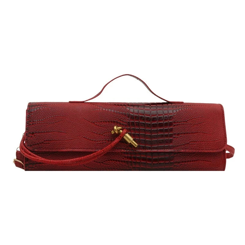 Luxury Design Top-Handle Bag For Women Evening Handbag Long Purse, Crocodile Pattern Crossbody Shoulder Bags Fashionable Outfits