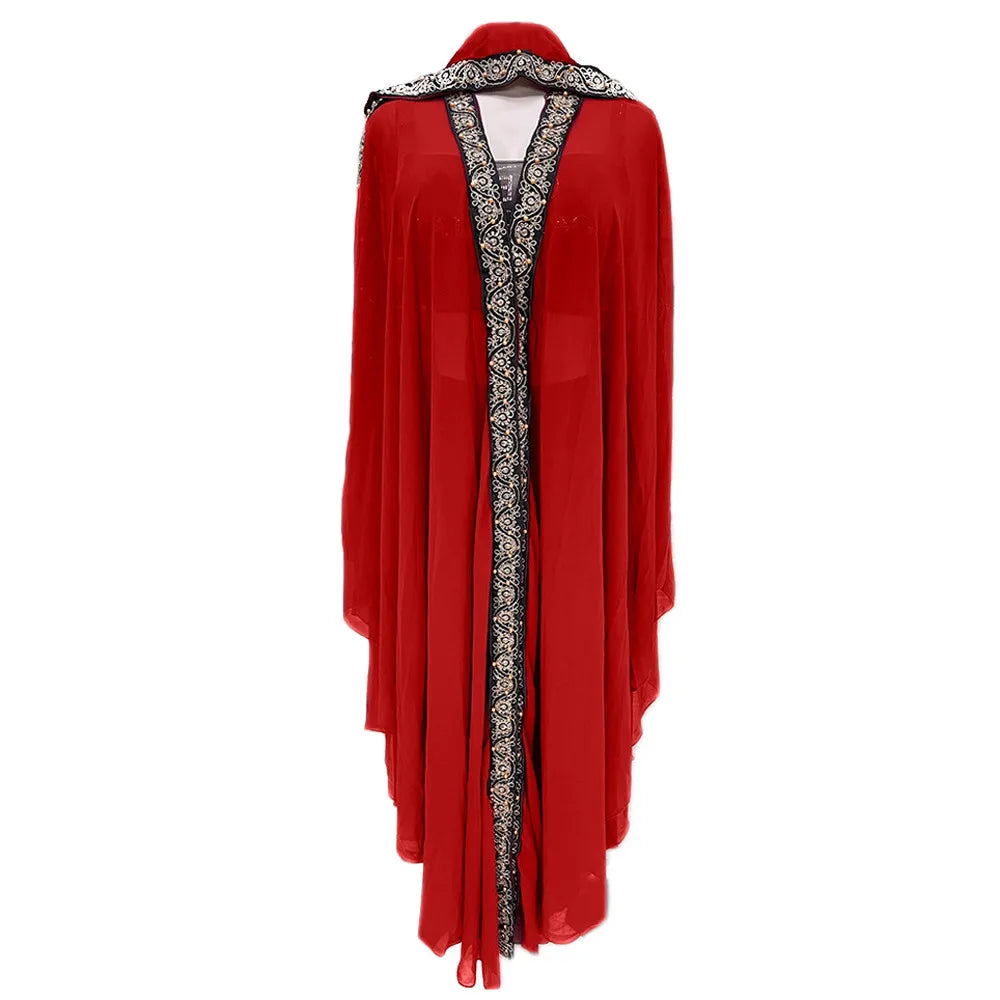 Abaya Morocco Kaftan Dubai Hooded Maxi Dress Bat Sleeve Farasha Kaftan Muslim Women African Open Kimono Boubou Evening Long Gown