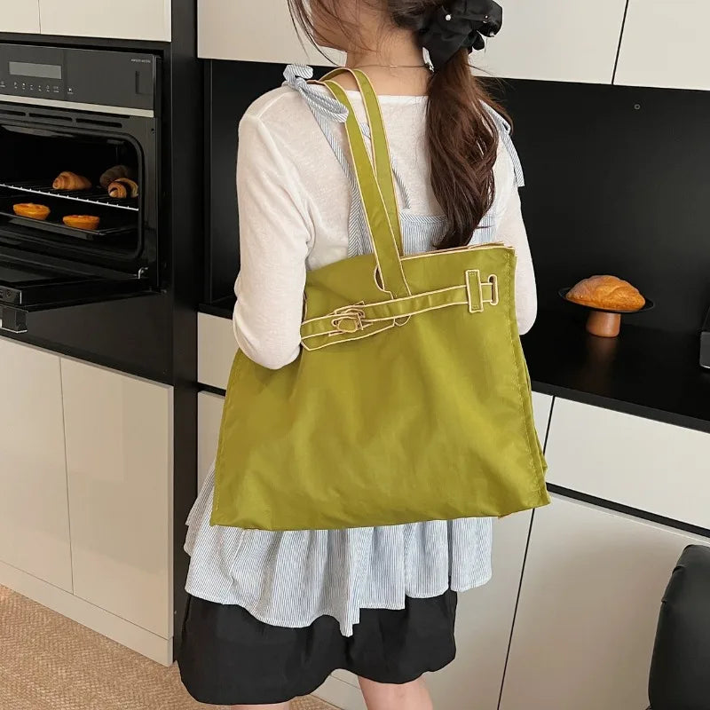 Funny Design Large Capacity Tote Bags 2025 New Casual Lightweight Nylon Shoulder Bag Versatile Canvas Bag Women Shopping Handbag