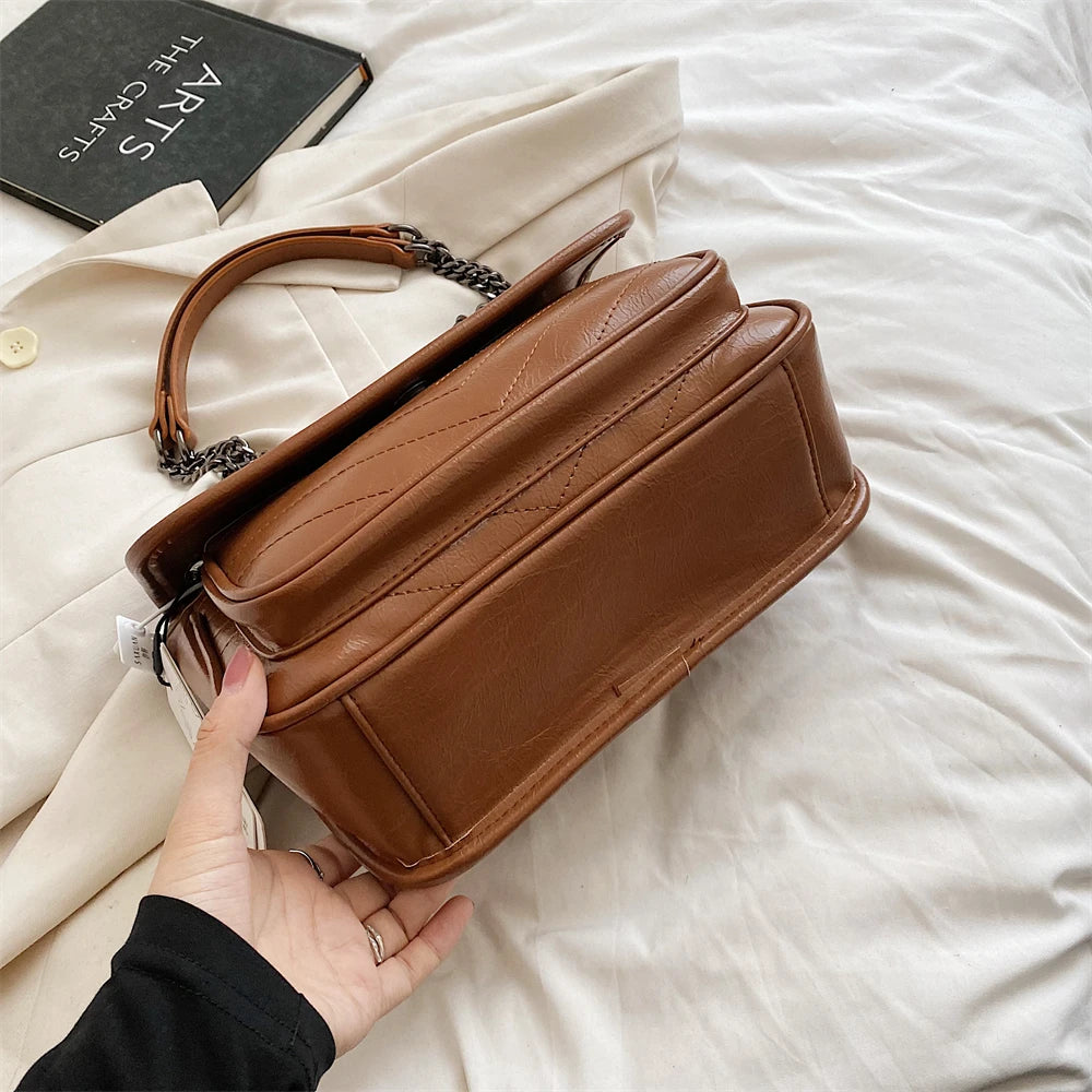 Luxury Chain Shoulder Bags For Women V-line Embroidery Dual Straps Designer Crossbody Messenger Bag Multi Pockets Female Handbag