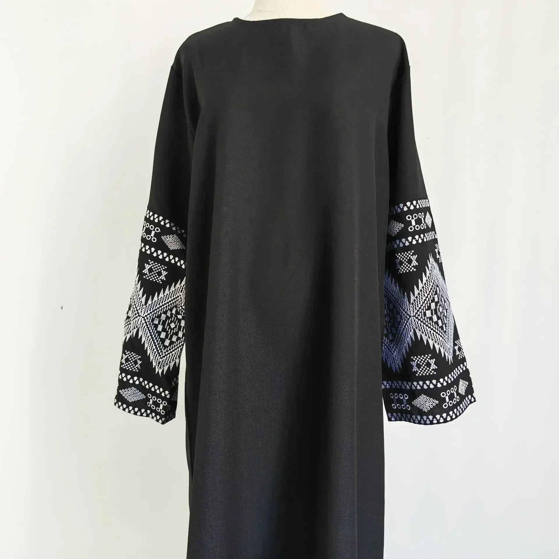 Embroidery Cuff Closed Muslim Abaya Dress for Women Dubai Turkey Islmaic Clothes Eid Ramadan Abayas Adult Black Long Robe Female