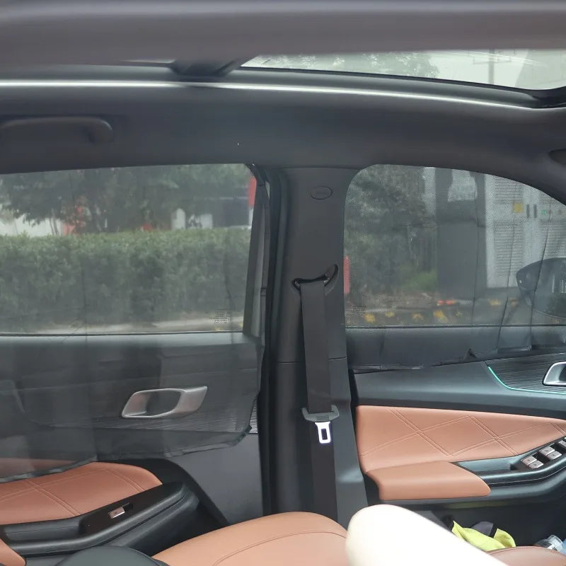 Magnetic Car Sunshade Universal Foldable Unobstructed View Nylon Mesh Curtain with Strong Magnets UV Protection Window Sunshades