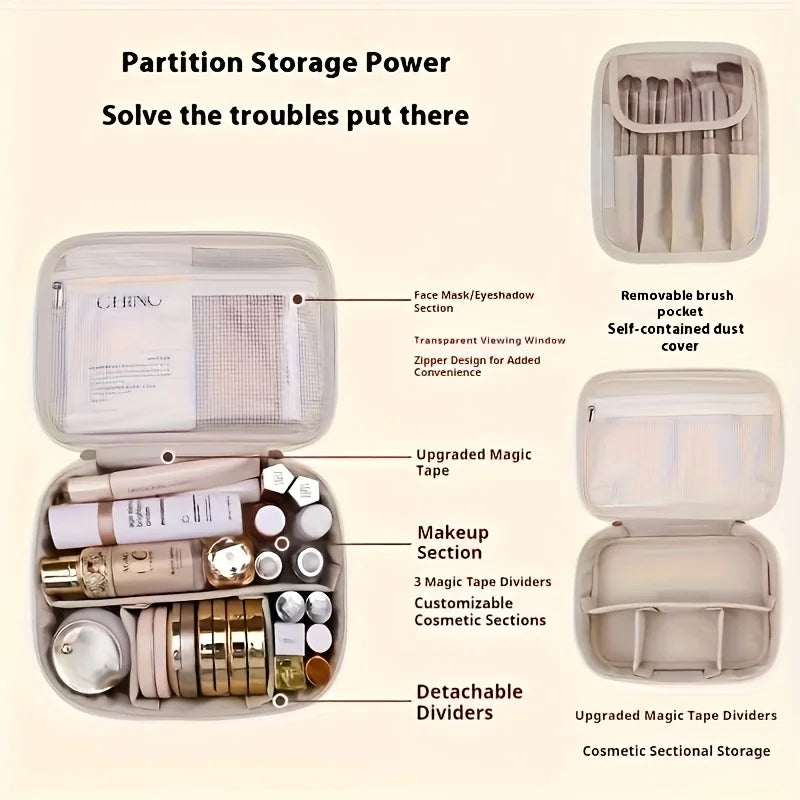 Women's Cosmetic Bag Large Capacity Hand-held Makeup Bag Detachable Travel Organizer Washing and Storage Bags Toiletry Kit Cases