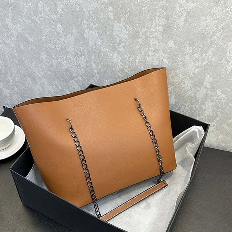 Luxury PU Leather Tote Bag For Women New Chains Shoulder Bag Large Capacity Handbag Travel Female Handle Bag bolso