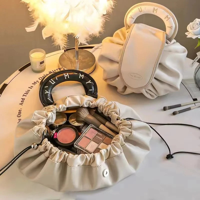 Portable Makeup Bag for Daily Use Fashion Women Large Capacity Travel Toiletry Bags Ladies Drawstring Cosmetic Storage Pouch