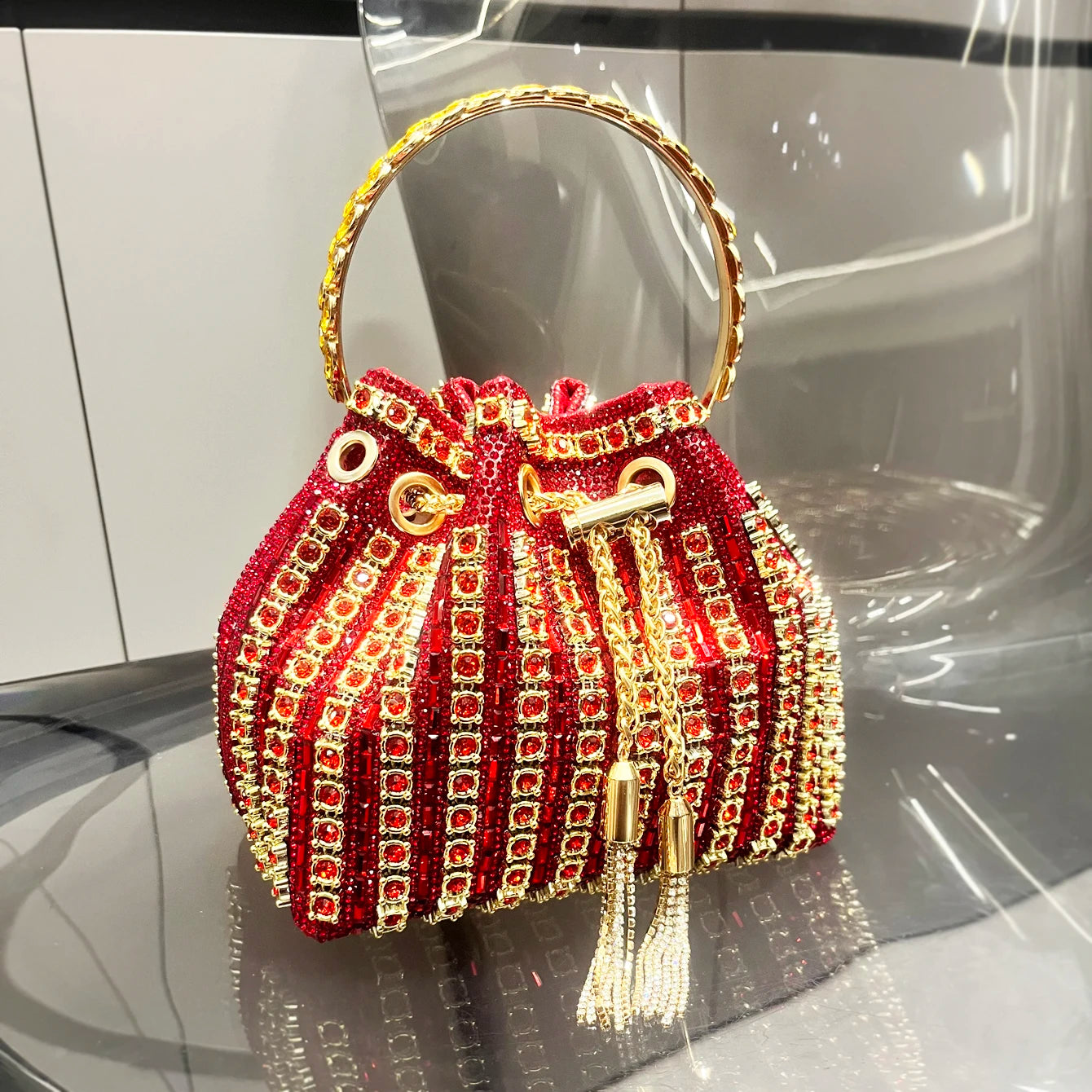luxury Designer purses and handbags bags for women bucket clutch purse evening banquet bag Crystal rhinestone shoulder bag