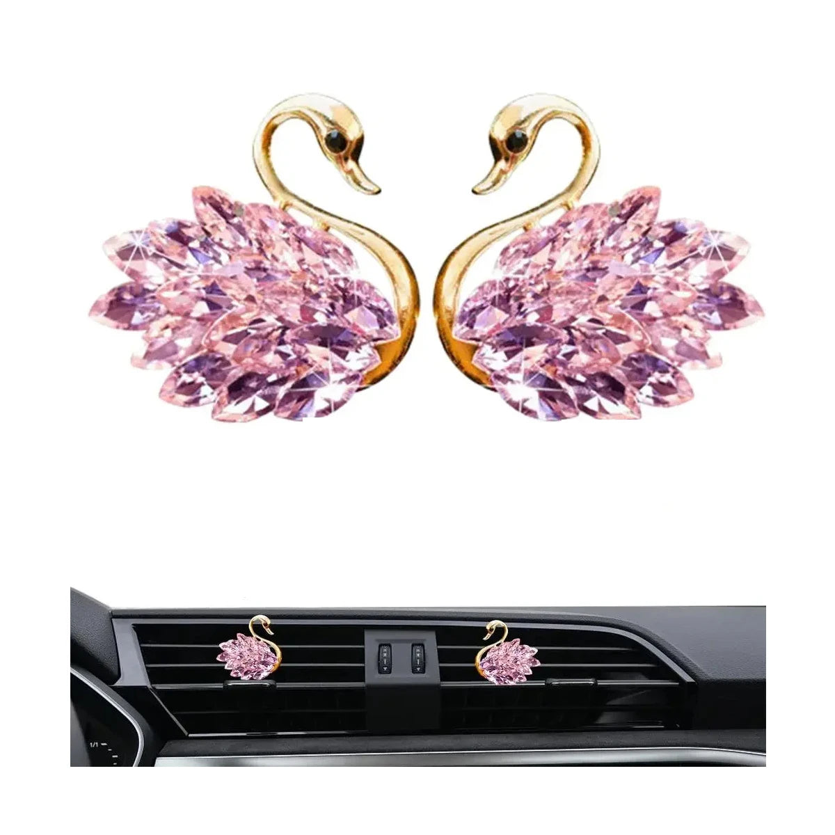 1 Pair Cute Car Diffuser Vent Clip Automotive Swan Vent Clip Air Freshener With Rhinestones Vehicle Aromatherapy