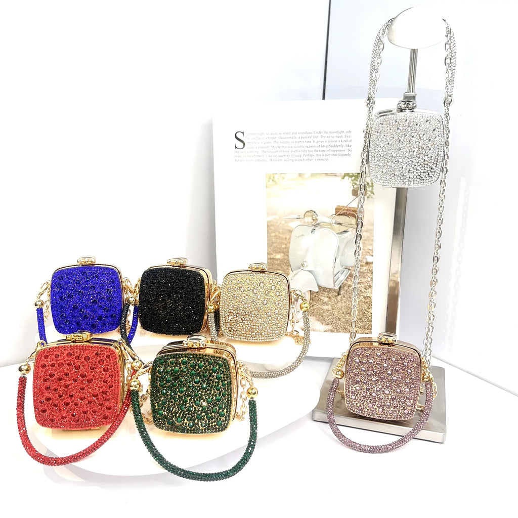 Banquet Bag for Women High-quality Acrylic Shoulder Bag with Mirror Designer Full Diamond Mini Crossbody Bag Cute Lipstick Bag