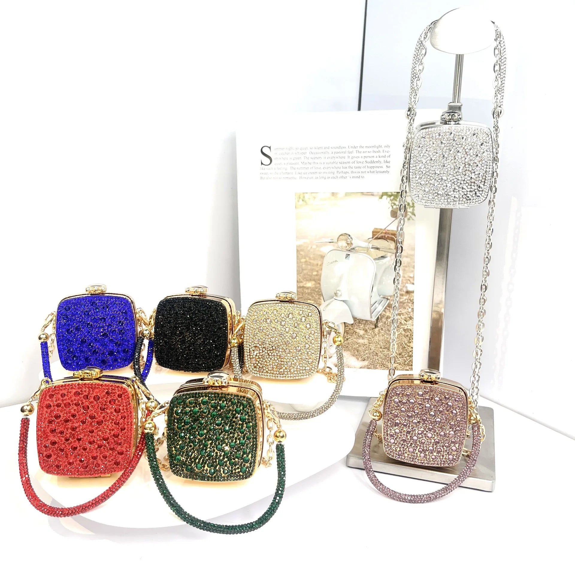 Banquet Bag for Women High-quality Acrylic Shoulder Bag with Mirror Designer Full Diamond Mini Crossbody Bag Cute Lipstick Bag